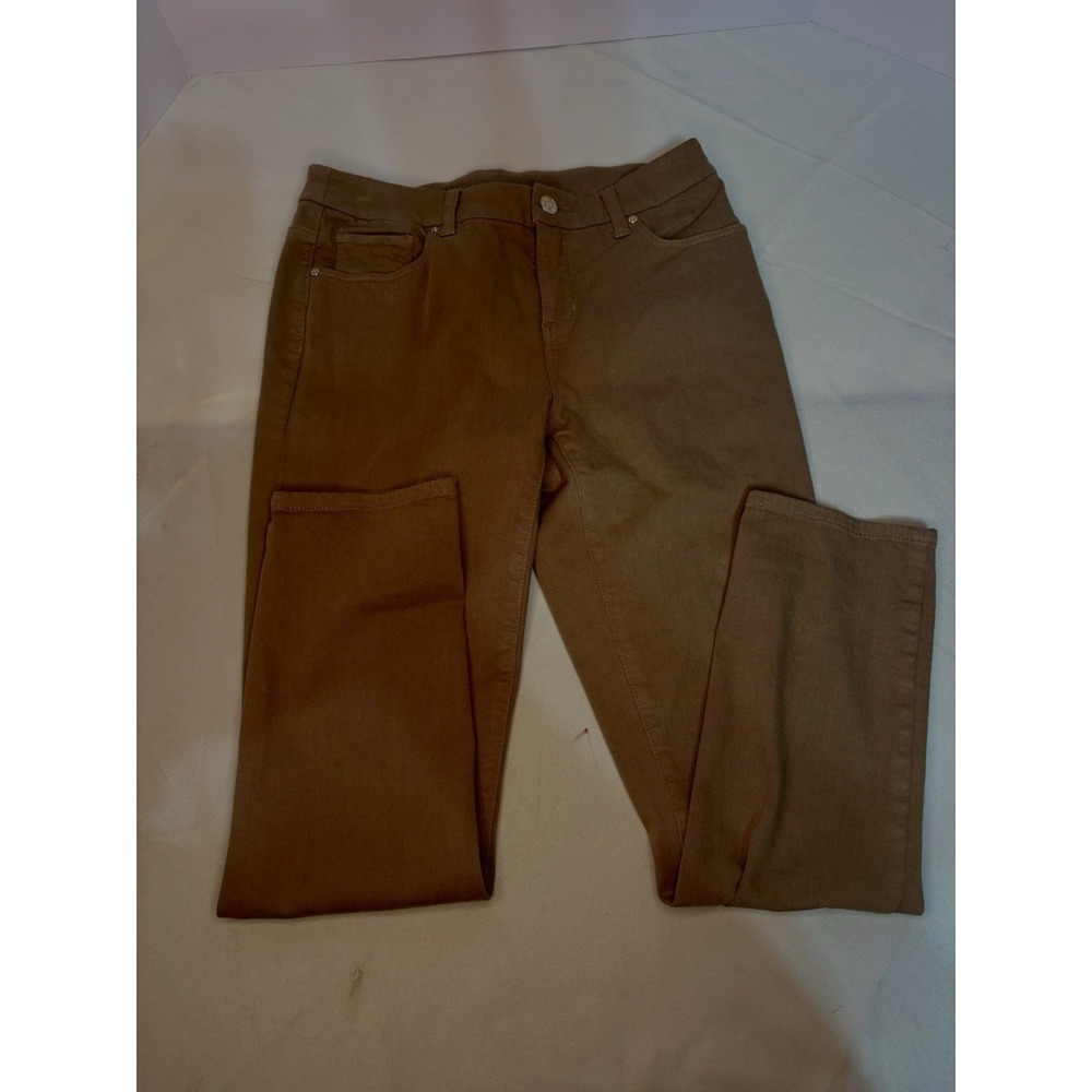 Chicos So Slimming Girlfriend Ankle Pants Size 4 (0.0)Brown Stretch Cotton Blend